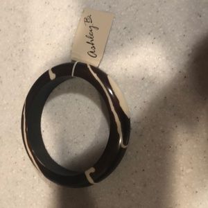 Brown and cream bangle bracelet